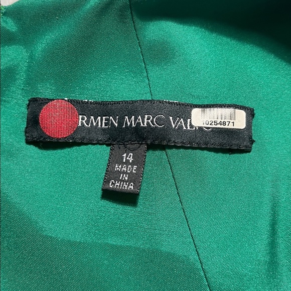 Carmen Marc Valvo Women’s Green Sleeveless Gown Sz 14 Mermaid Formal Long Dress - Picture 10 of 12